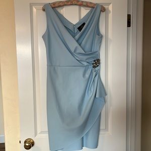 Alex Evening Side Ruched Light Blue Cocktail dress Wedding Season